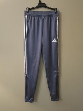 Adidas Women Size S Gray Track Pants with White Stripes